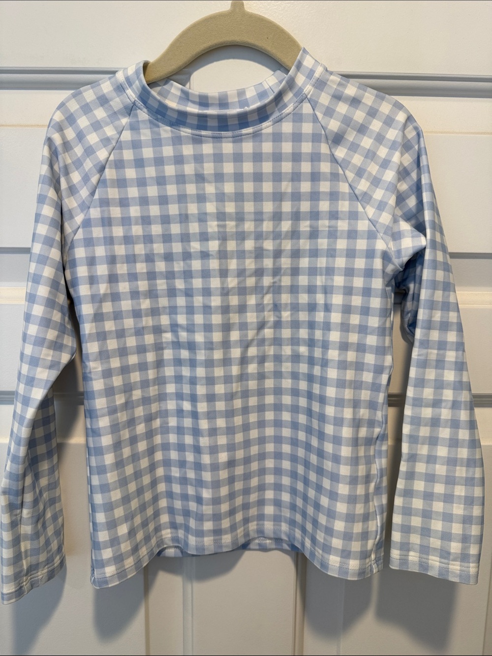 Minnow Kids Light Blue and White Gingham Rashguard 5/6T